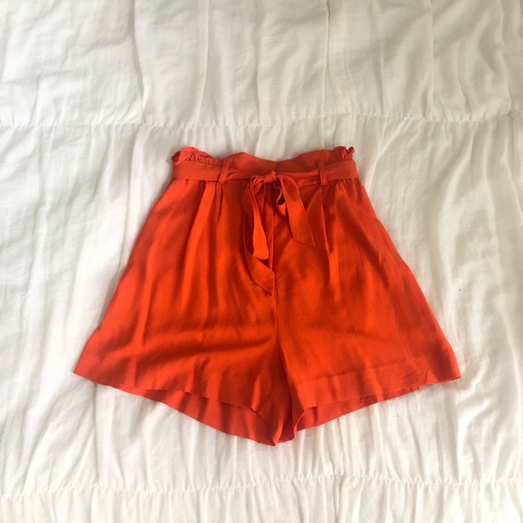 orange paperbag shorts